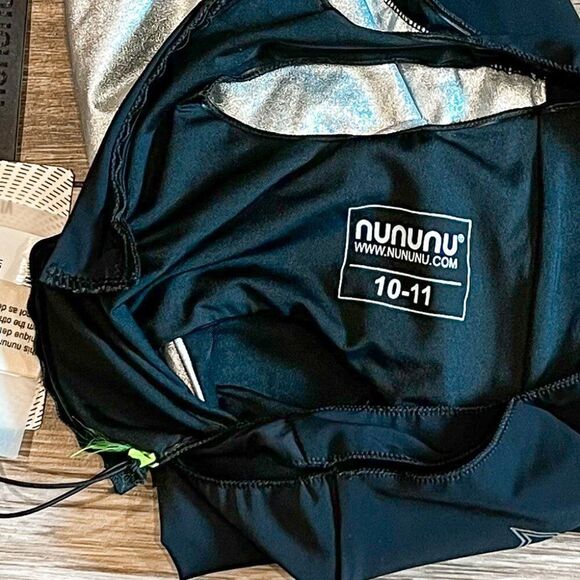 NWT! nununu black silver cut-out back swimsuit Size 10-11Y - Picture 4 of 4